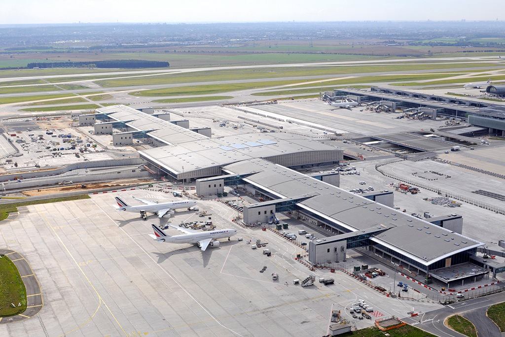 Vue aérienne des terminaux de l’aéroport Roissy-Charles de Gaulle